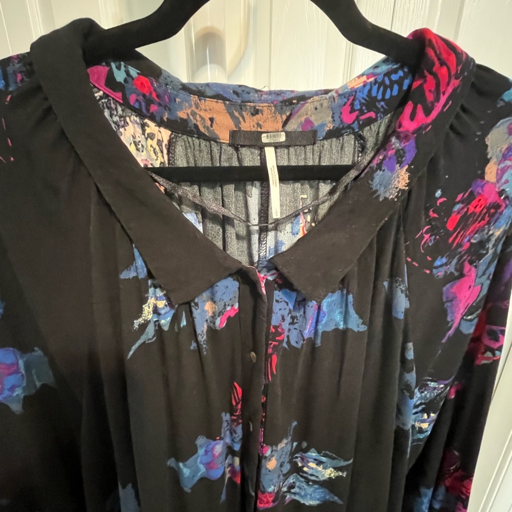 Free People Vintage Colorful Abstract Blouse